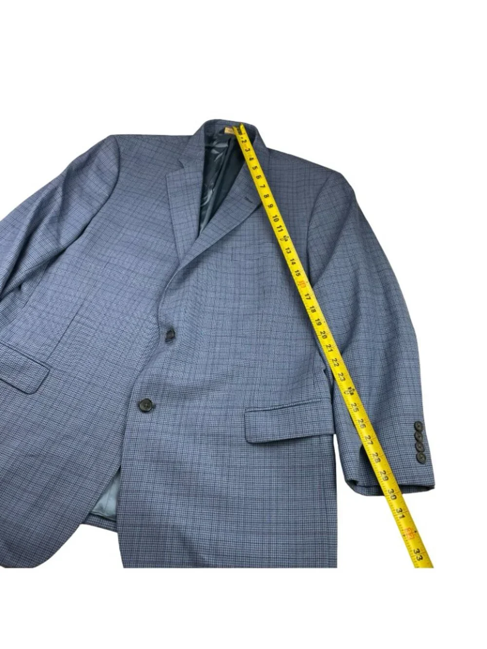 Brooks Brothers Men's Fitzgerald 100% Wool Blazer Blue Houndstooth Plaid • 46R